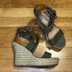 Steve Madden Olive Woven Espadrille Platform Sandal - Size 6.5